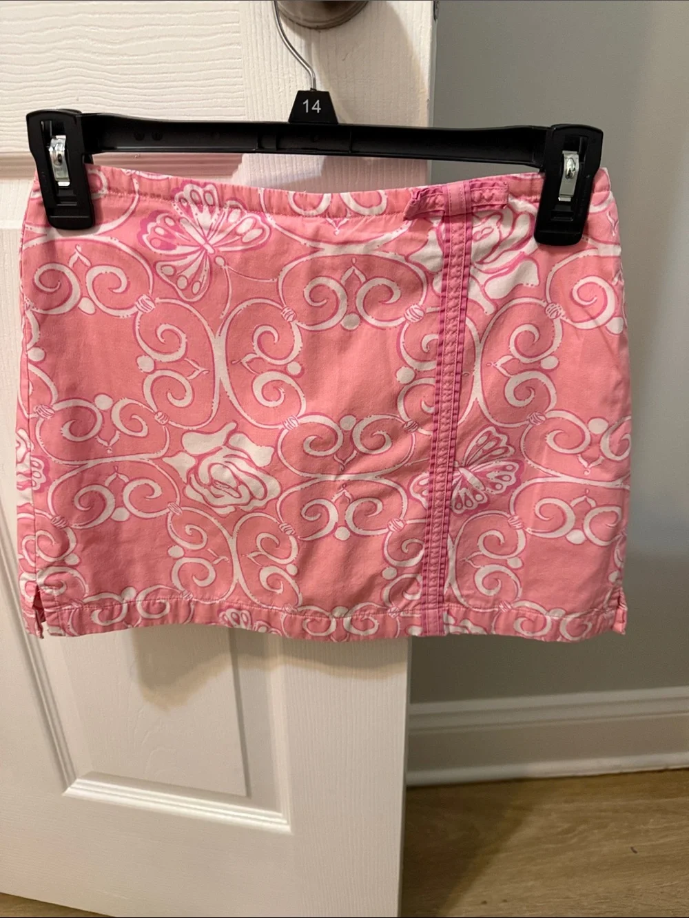 Vintage Kids Size 10 Pink Patterned Cotton Mini Skort